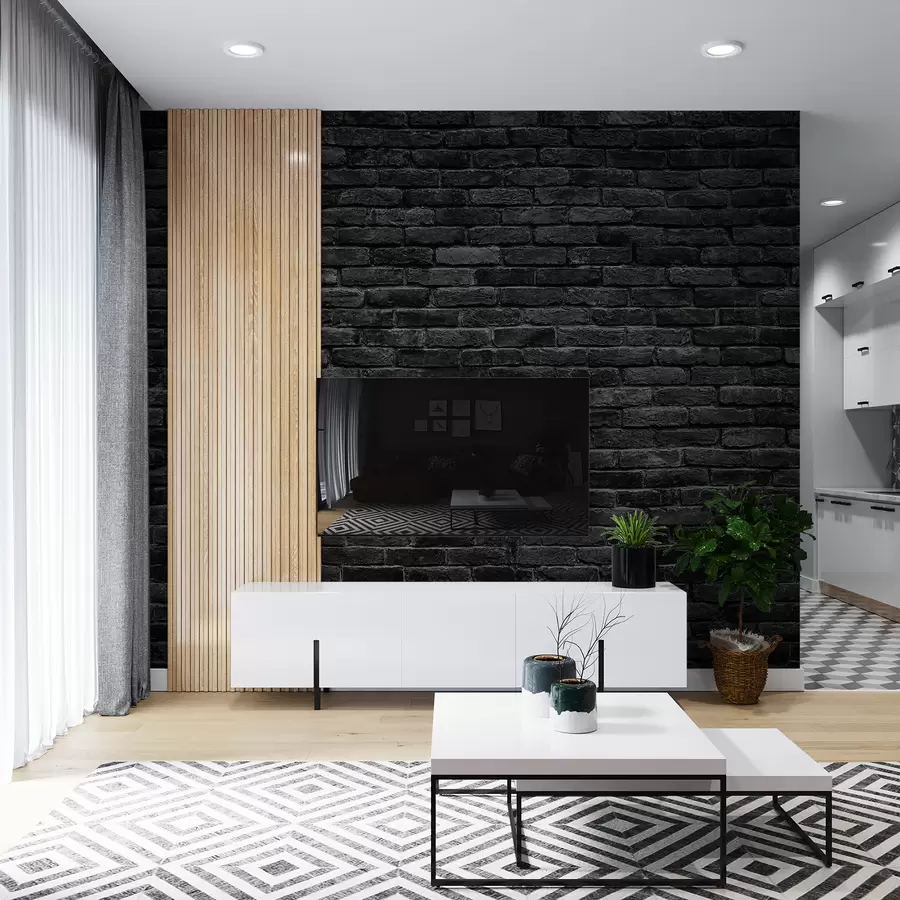 wall murals Тапета од црне цигле u53027