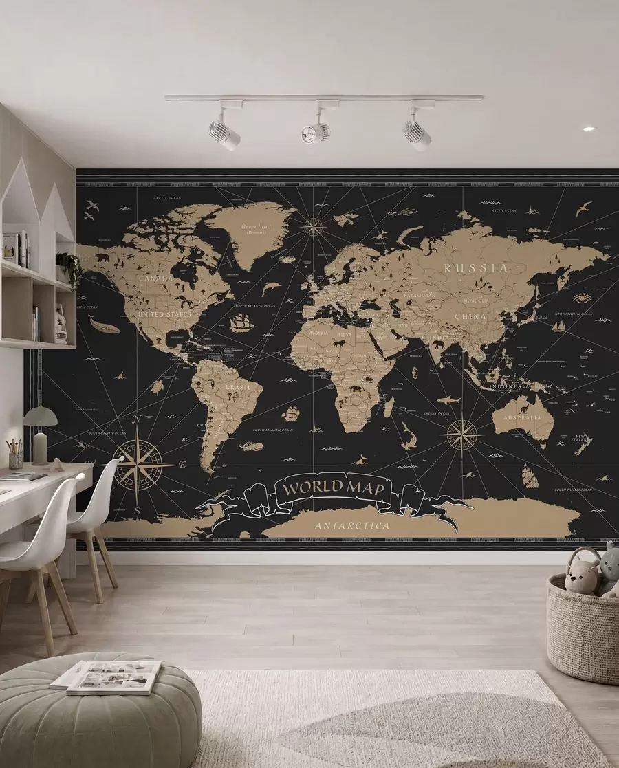 wall murals Karta svijeta u tami u50401