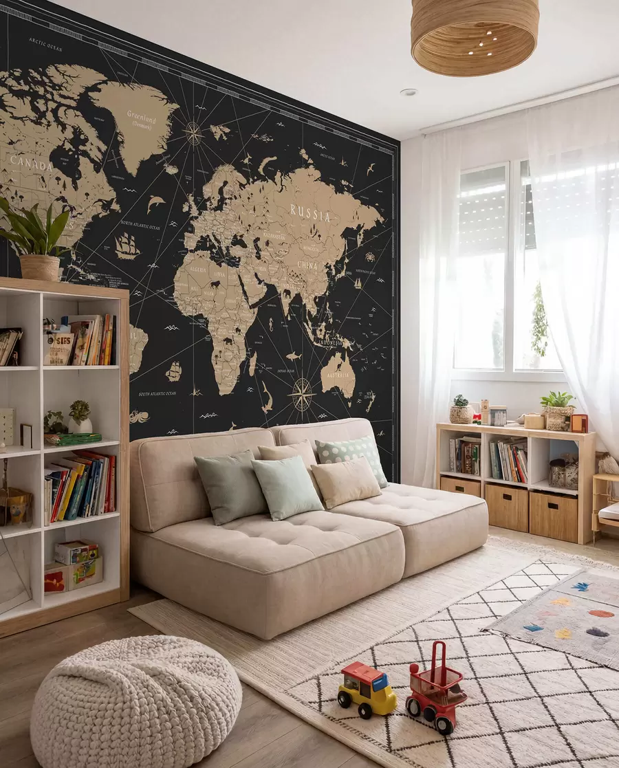 wall murals Karta svijeta u tami u50401