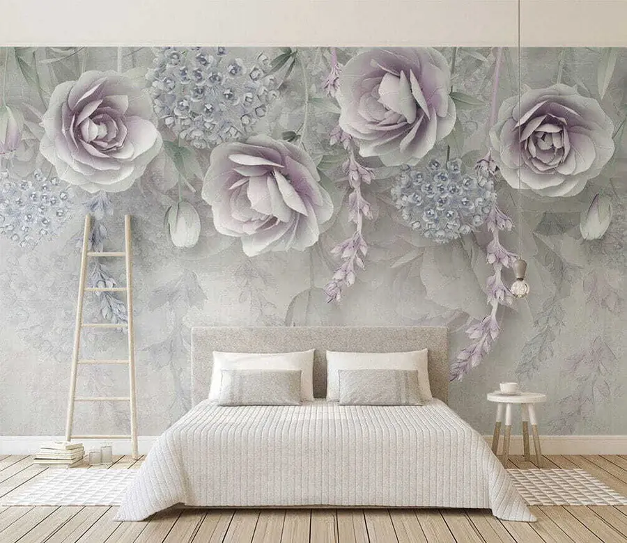 wall murals Љубичасти цветови и кристали u01597