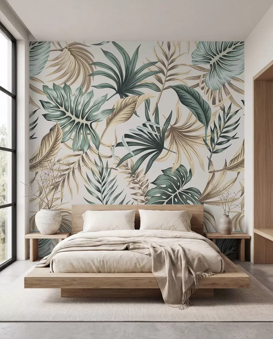 wall murals Lisnate lepeze u boji žalfije u51888
