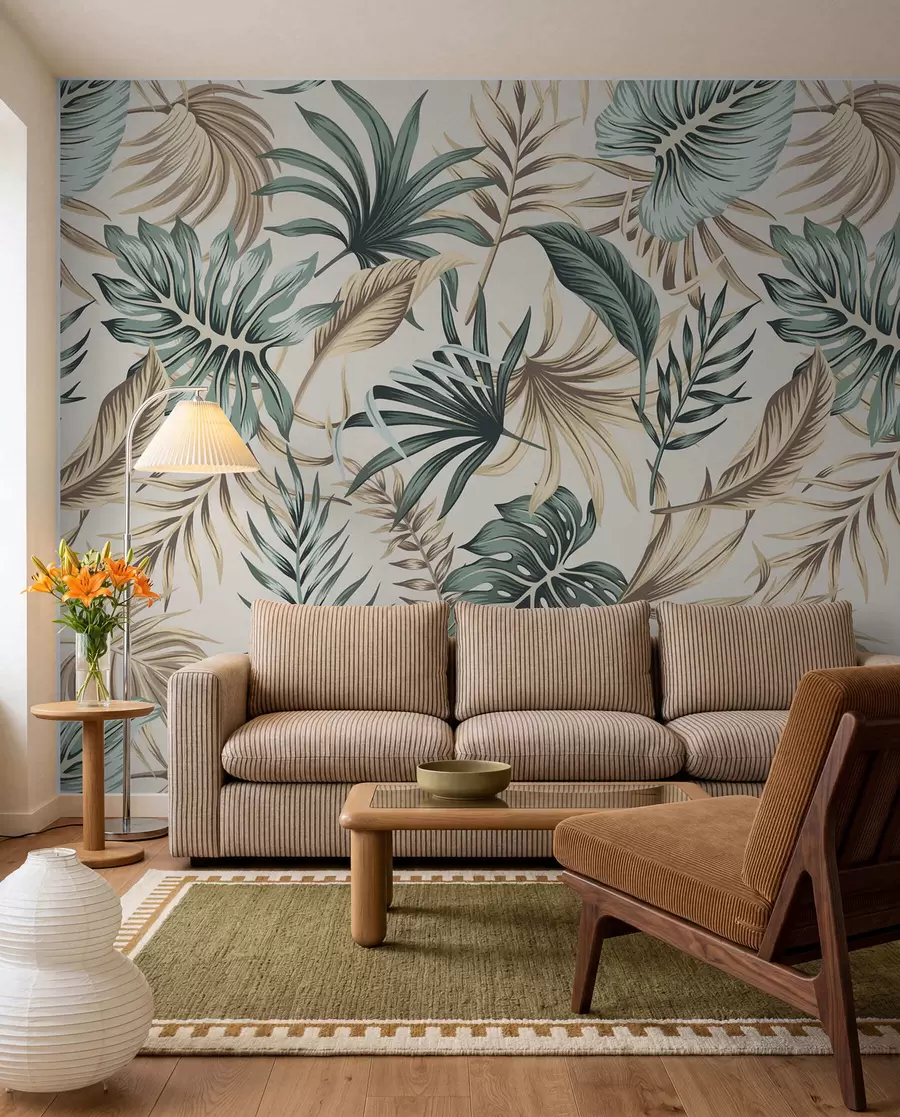wall murals Lisnate lepeze u boji žalfije u51888