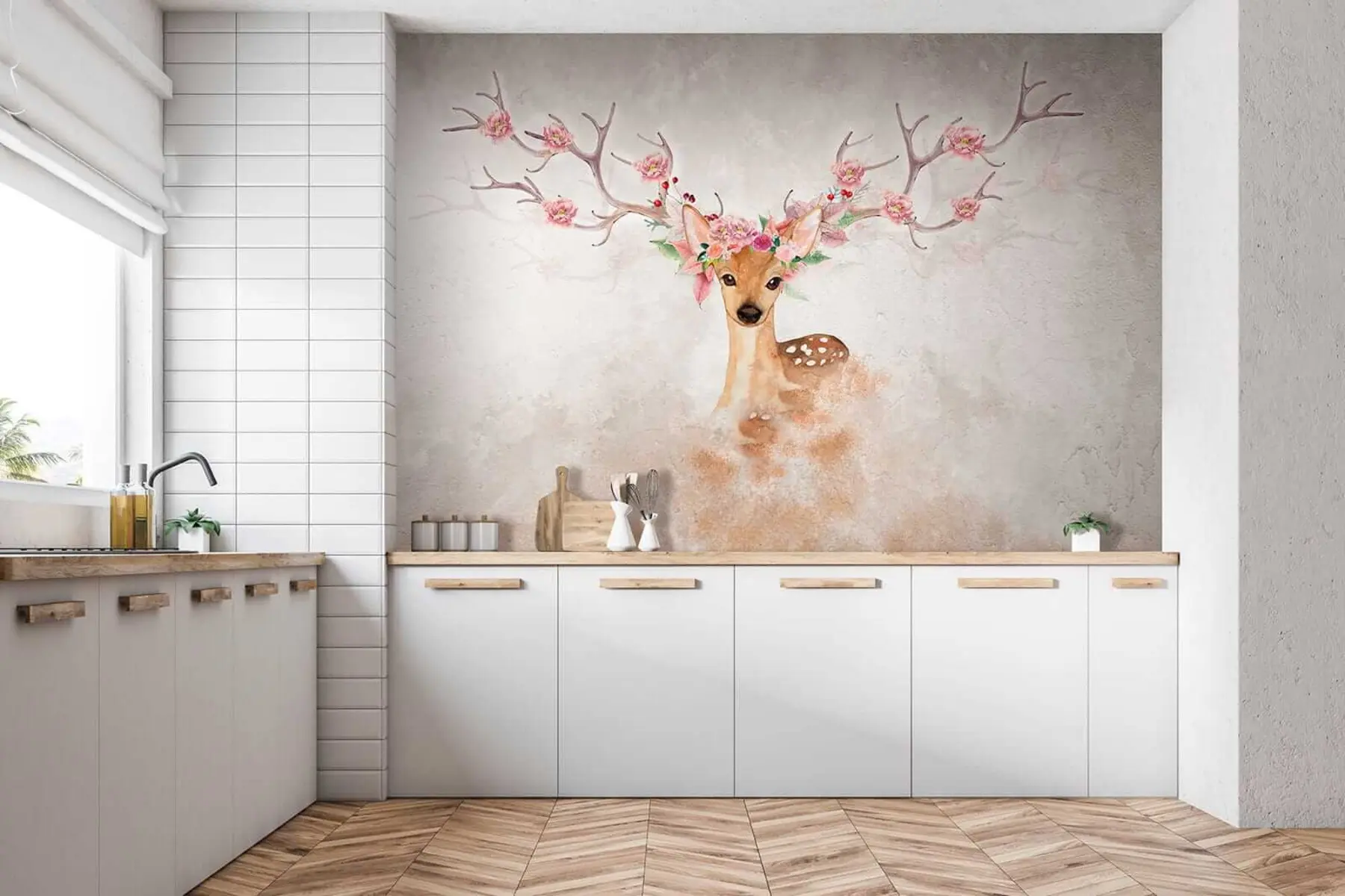 wall murals Биљка, грана и боја u04671