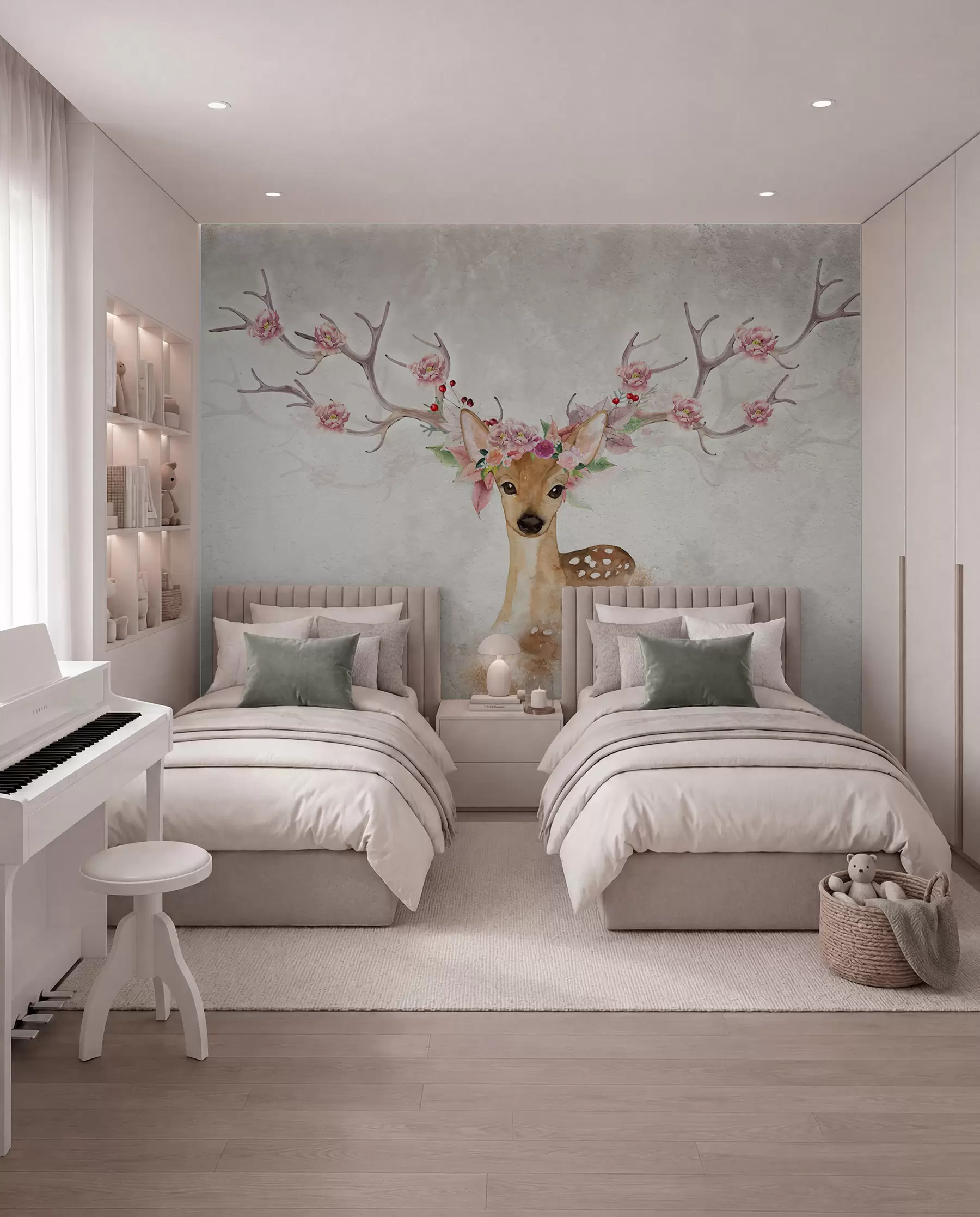 wall murals Jelen s cvjetnim rogovima u04671