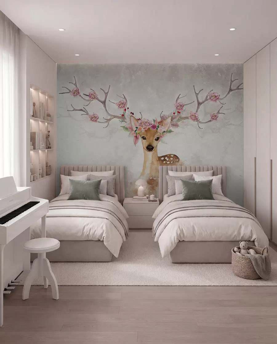 wall murals Jelen s cvjetnim rogovima u04671