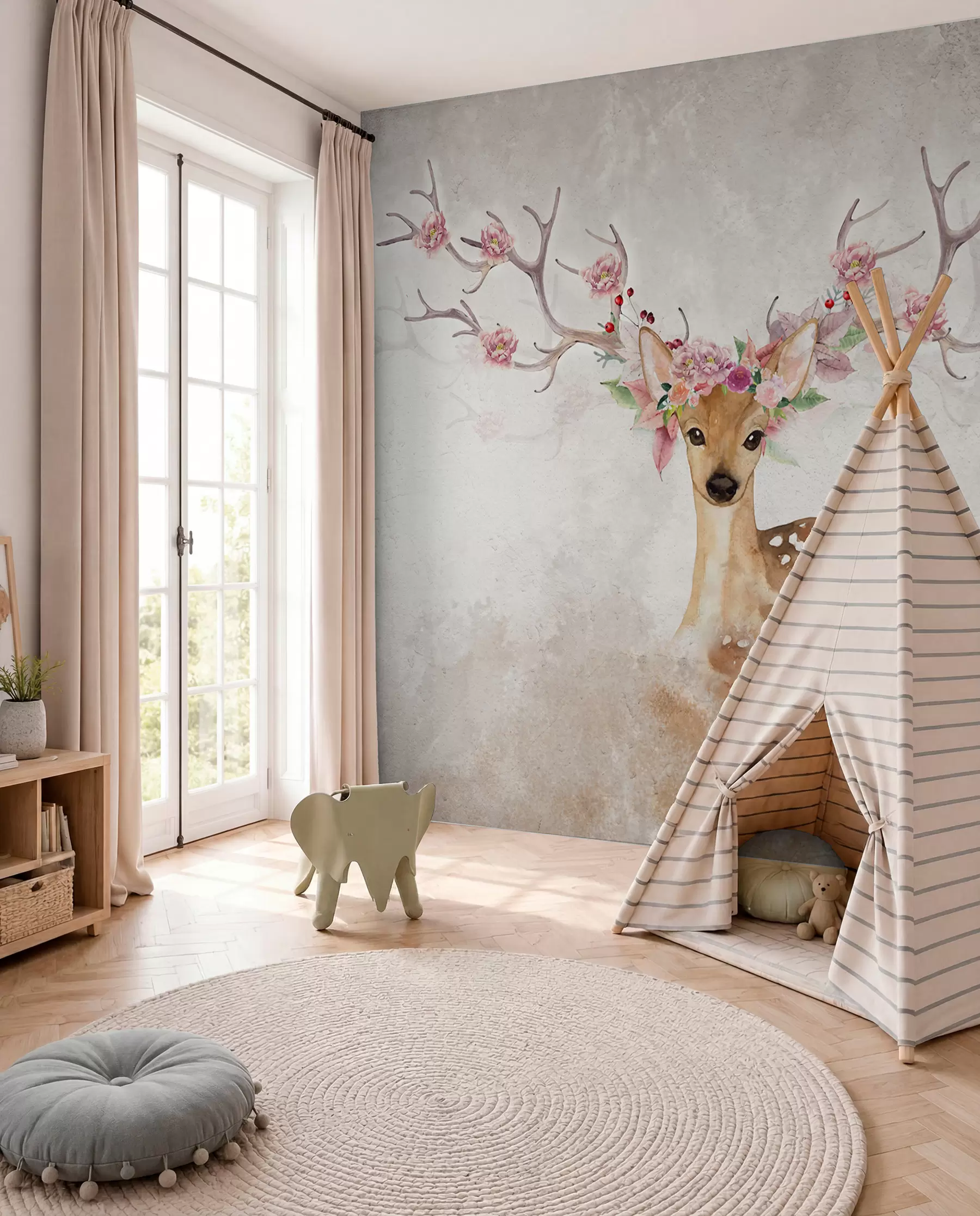 wall murals Jelen s cvjetnim rogovima u04671