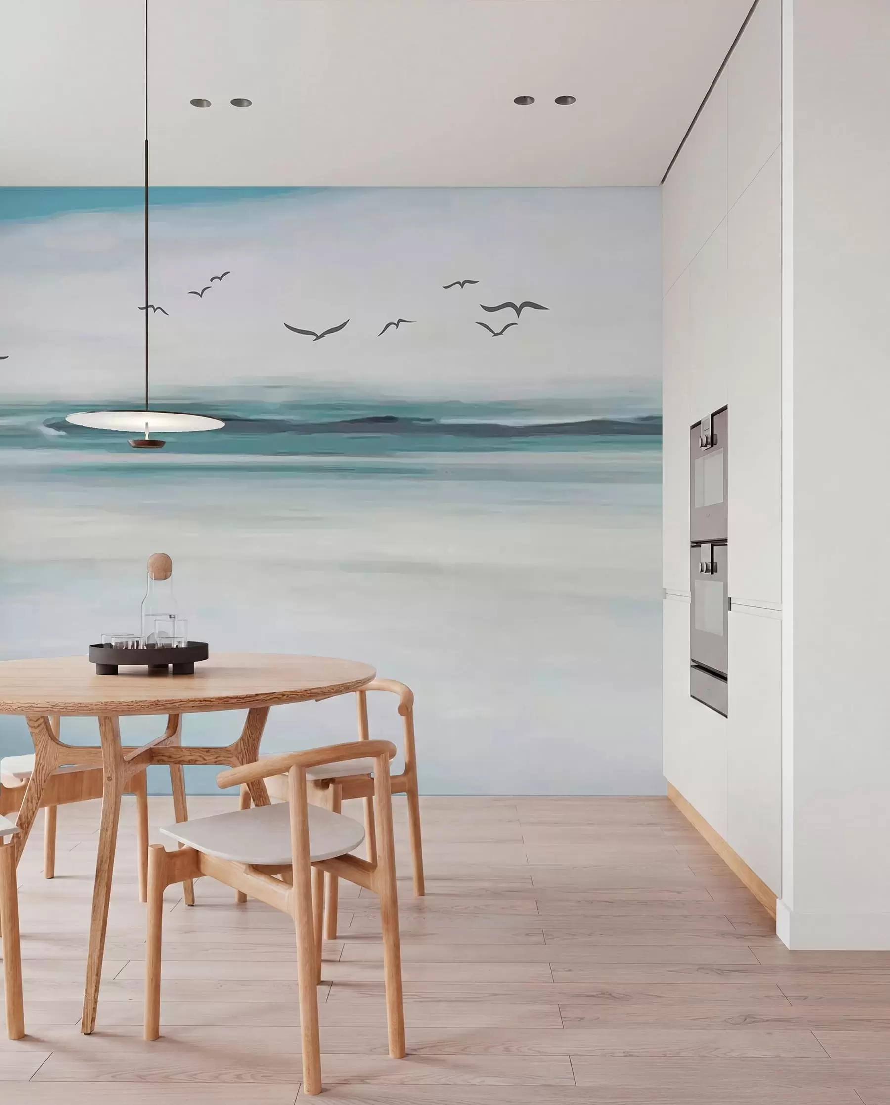 wall murals Galebovi nad obojenim talasima u05695