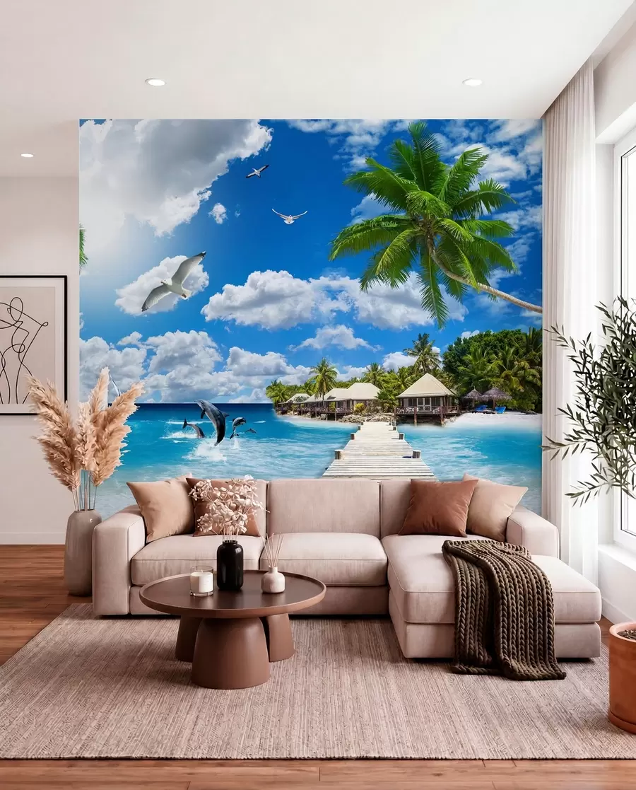 wall murals Palme uz azurnu vodu u06969