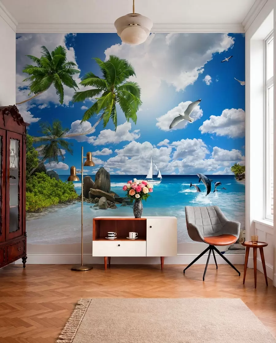 wall murals Palme uz azurnu vodu u06969