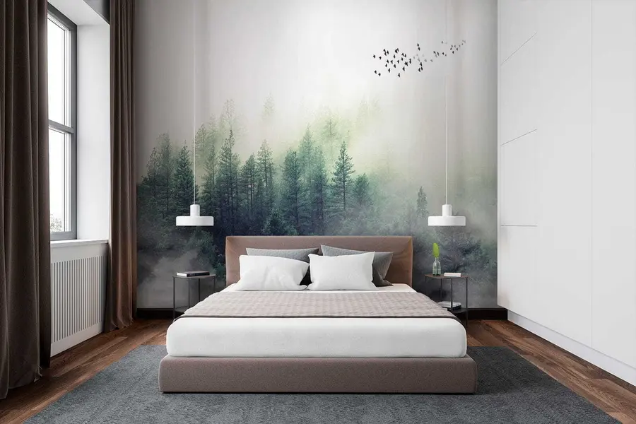wall murals Шума и птице у магли u10882