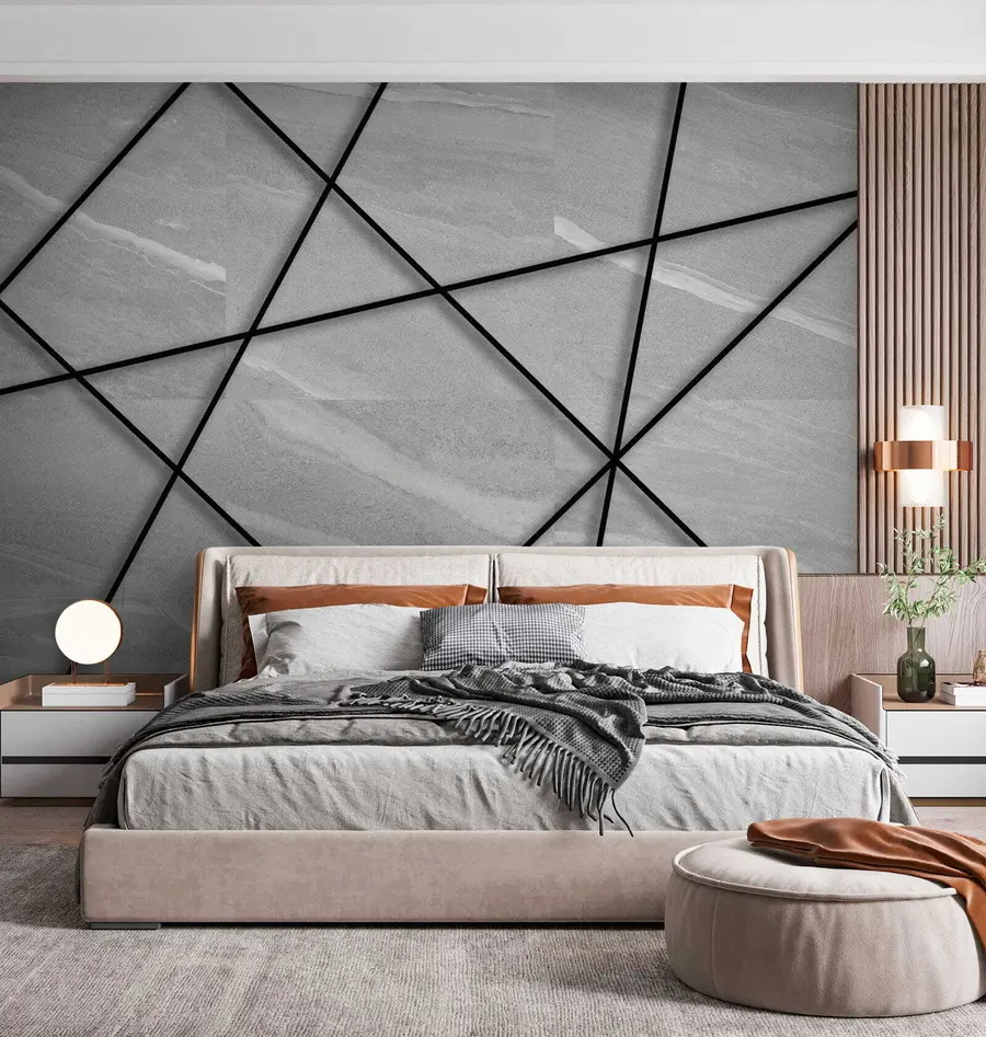 wall murals Грело мермер и црне линије u16341