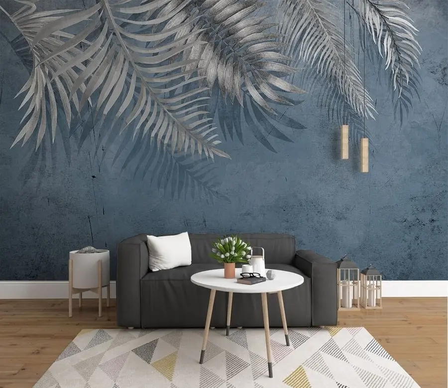 wall murals Винтаге зид са лишћем u18312