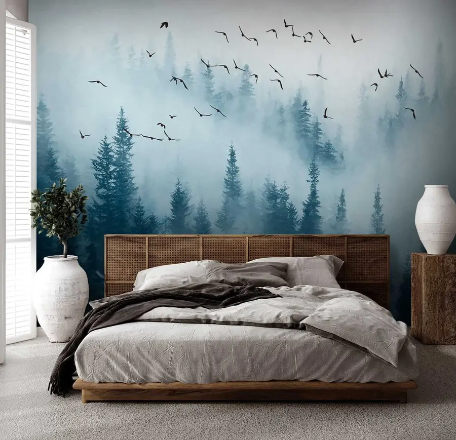 wall murals Шума у ​​магли и птице u22288