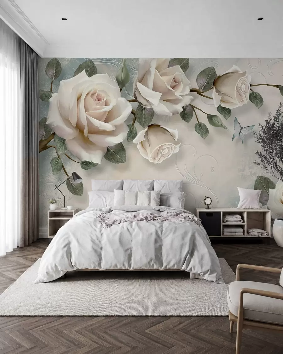 wall murals Ruže u krem tonovima u31353