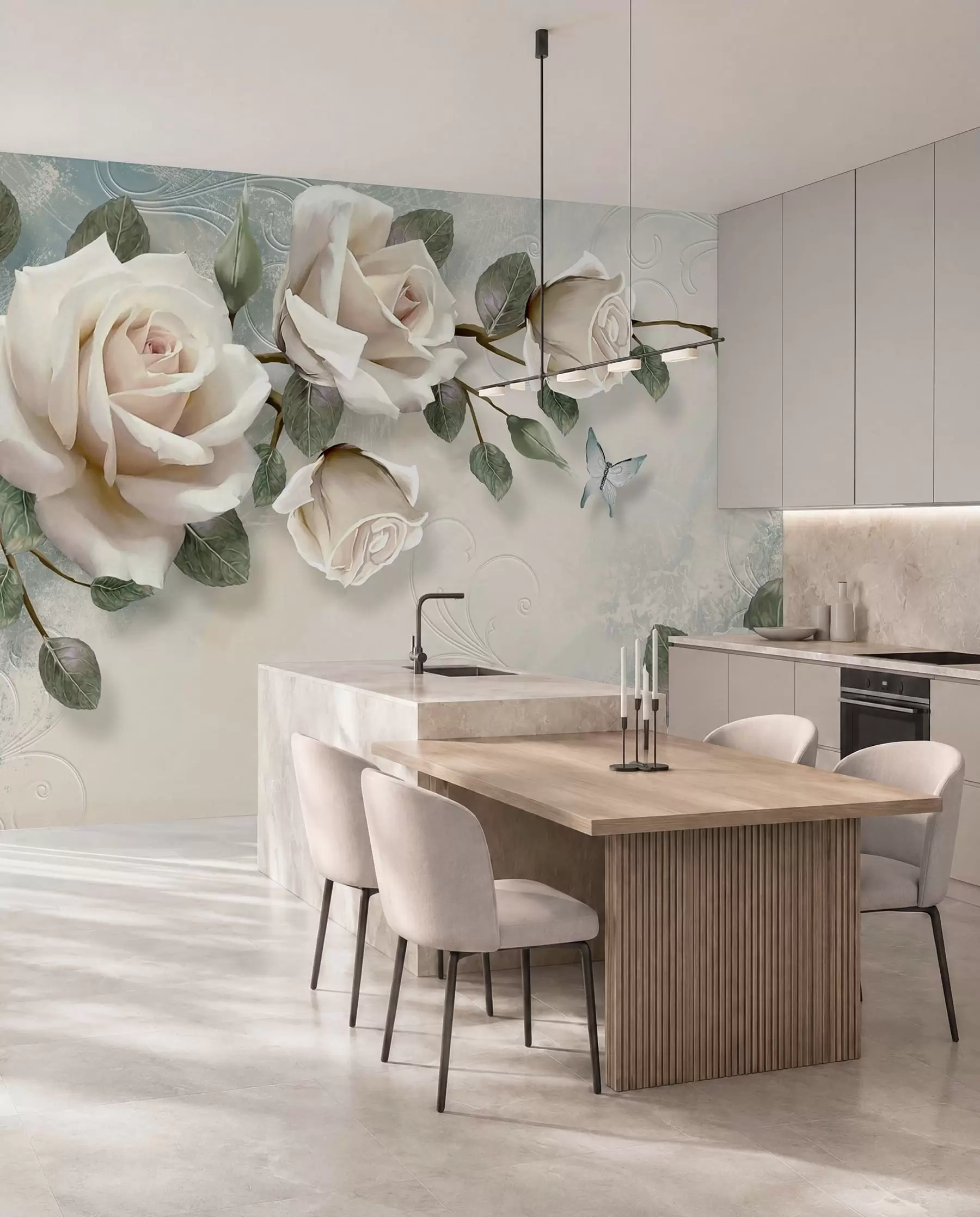 wall murals Ruže u krem tonovima u31353