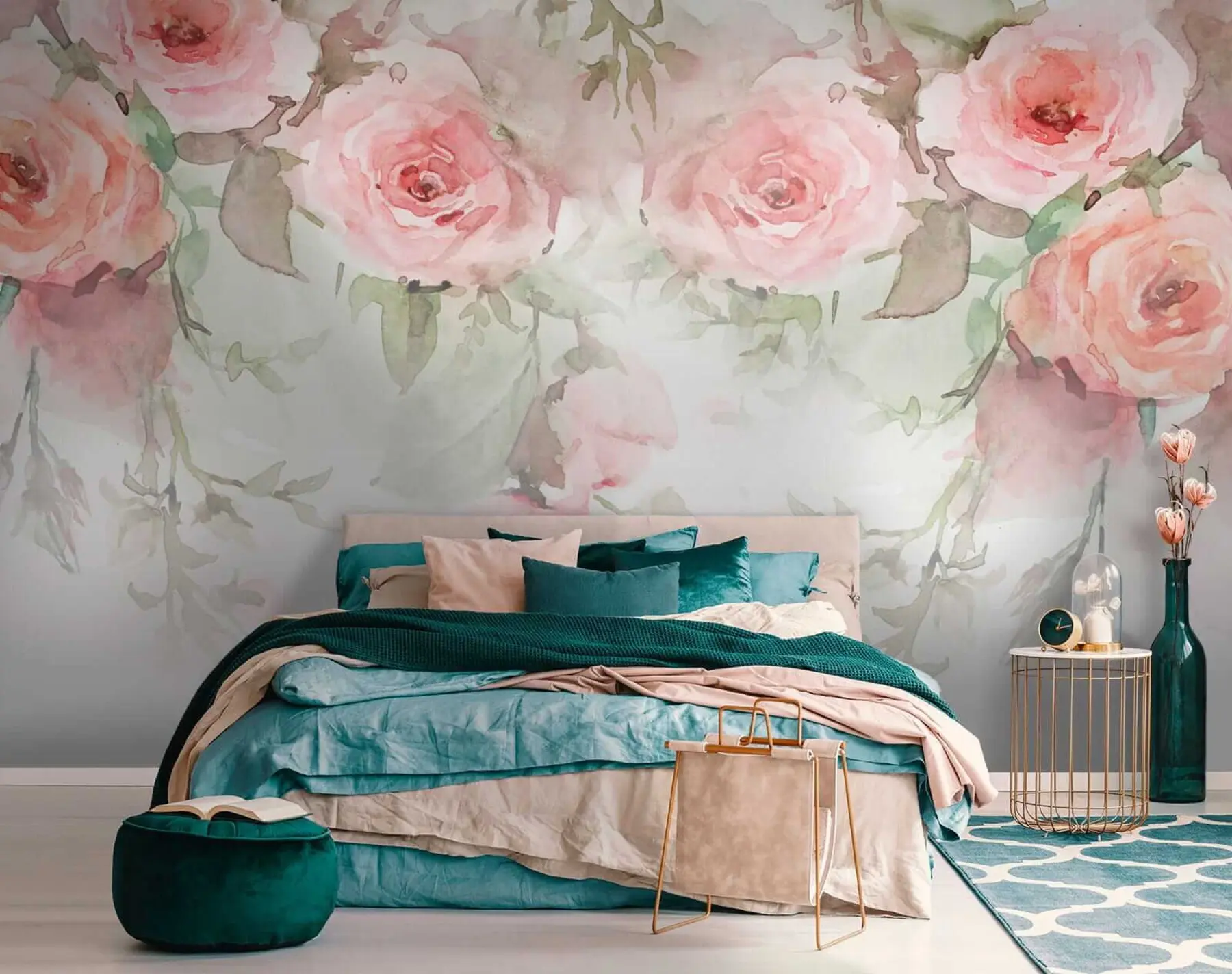 wall murals Ружичасте акварелне руже u34659