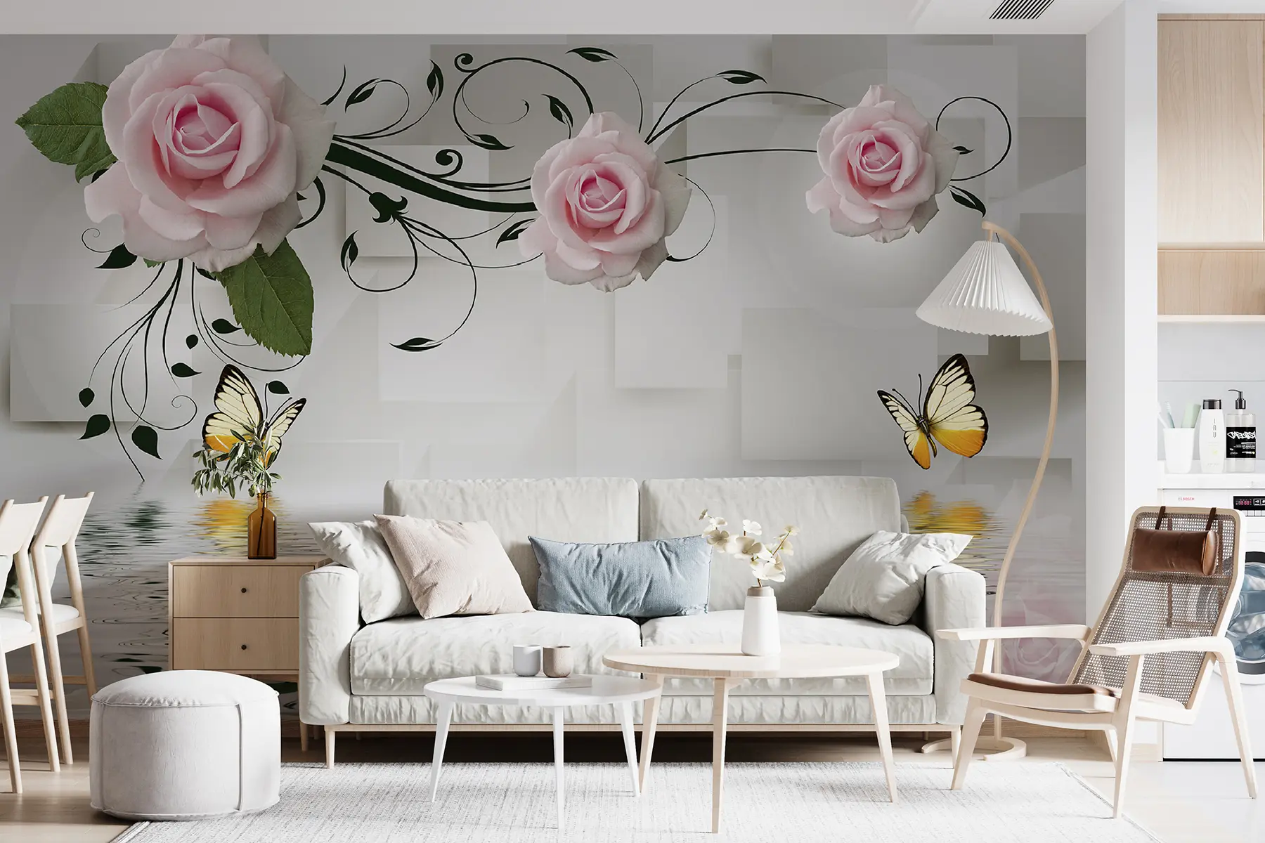 wall murals Ружичасте руже са коврчама u38141