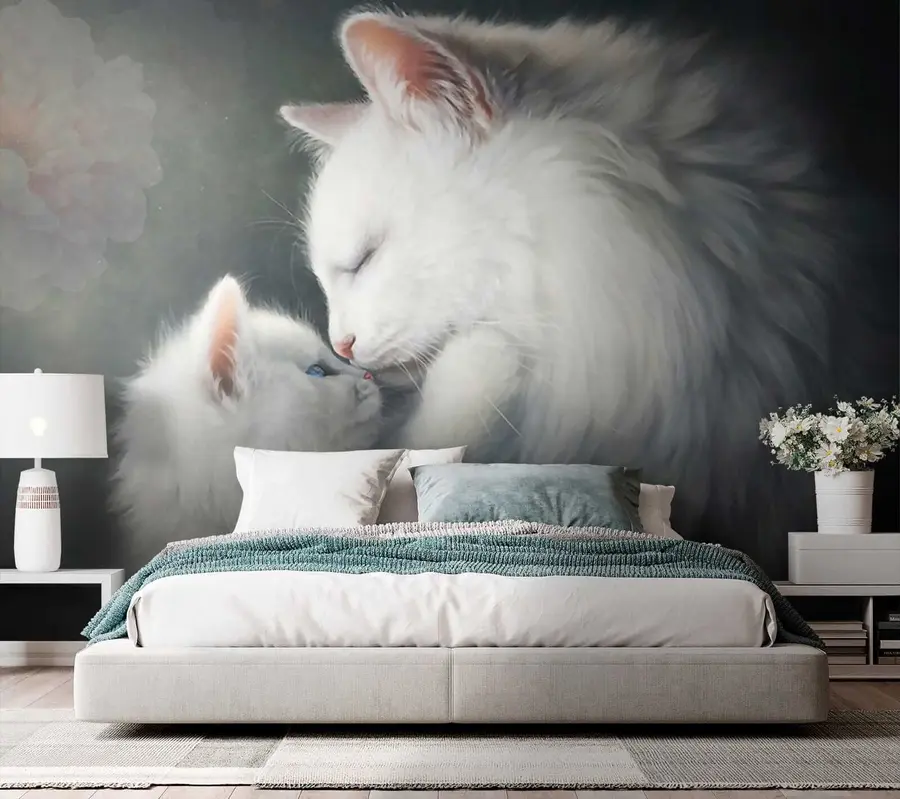 wall murals Мајка мачка и њено маче u38551