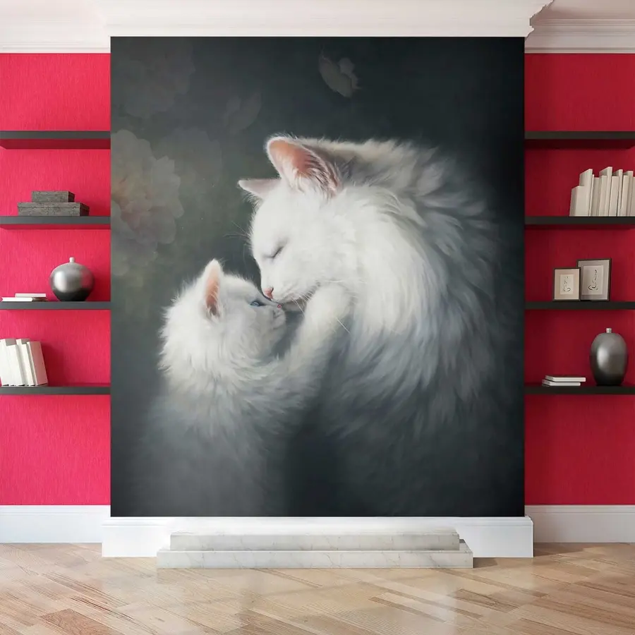 wall murals Мајка мачка и њено маче u38551