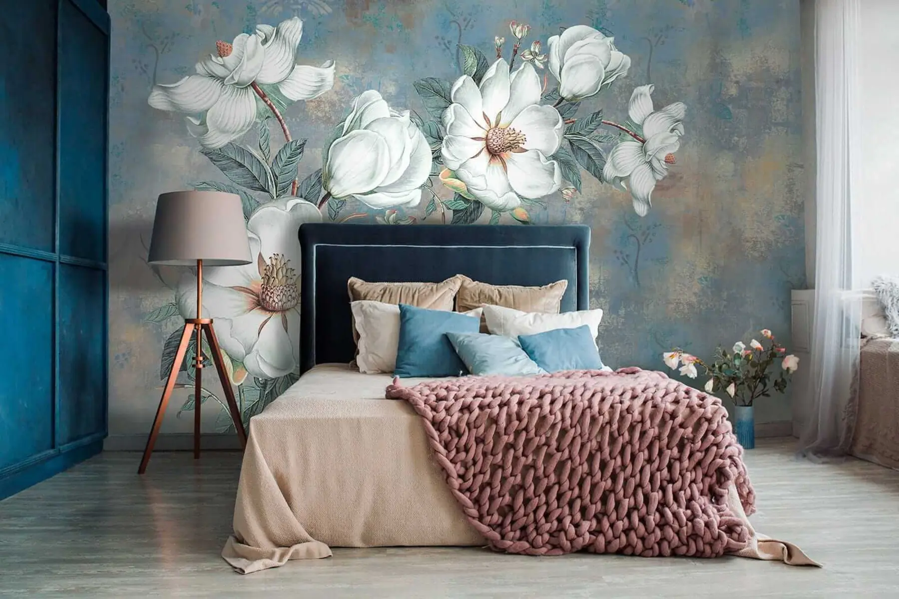 wall murals Магнолиас на зиду Грунге u38839