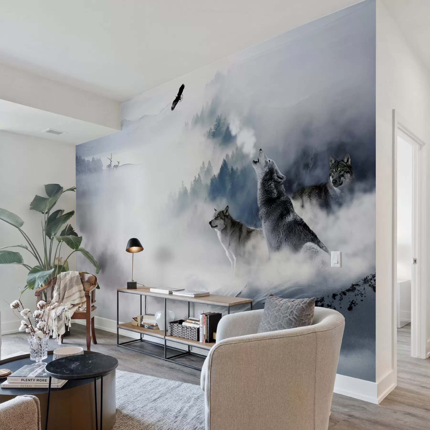 wall murals Вукови у шуми u42161