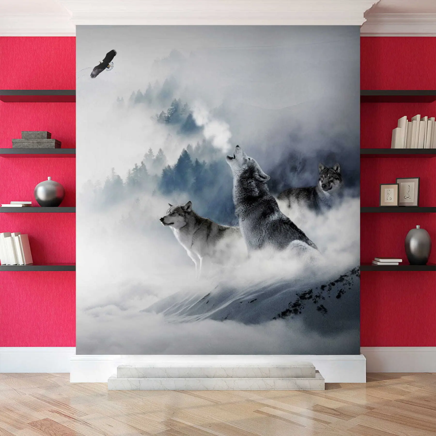 wall murals Вукови у шуми u42161