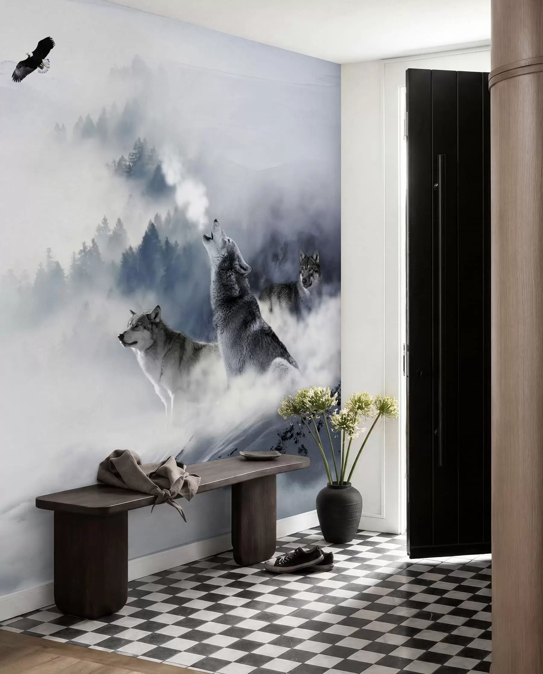 wall murals Вукови у шуми u42161