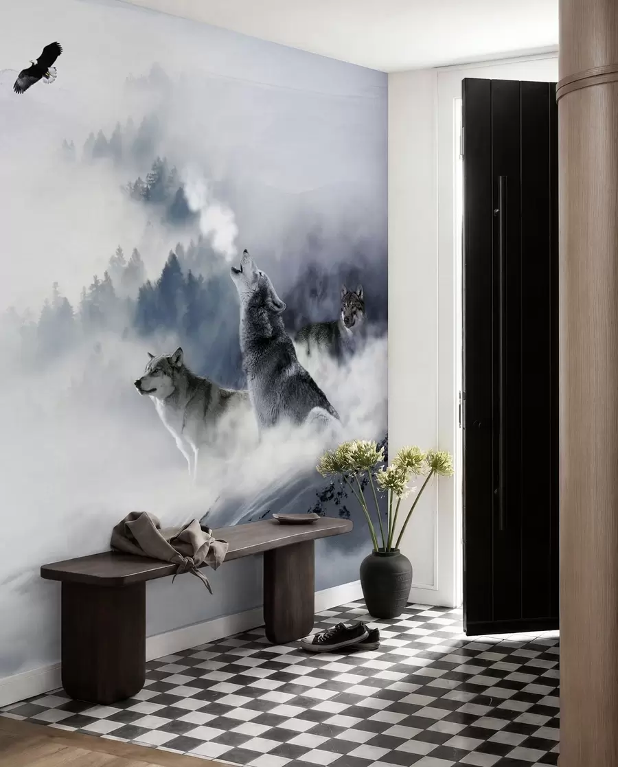 wall murals Вукови у шуми u42161
