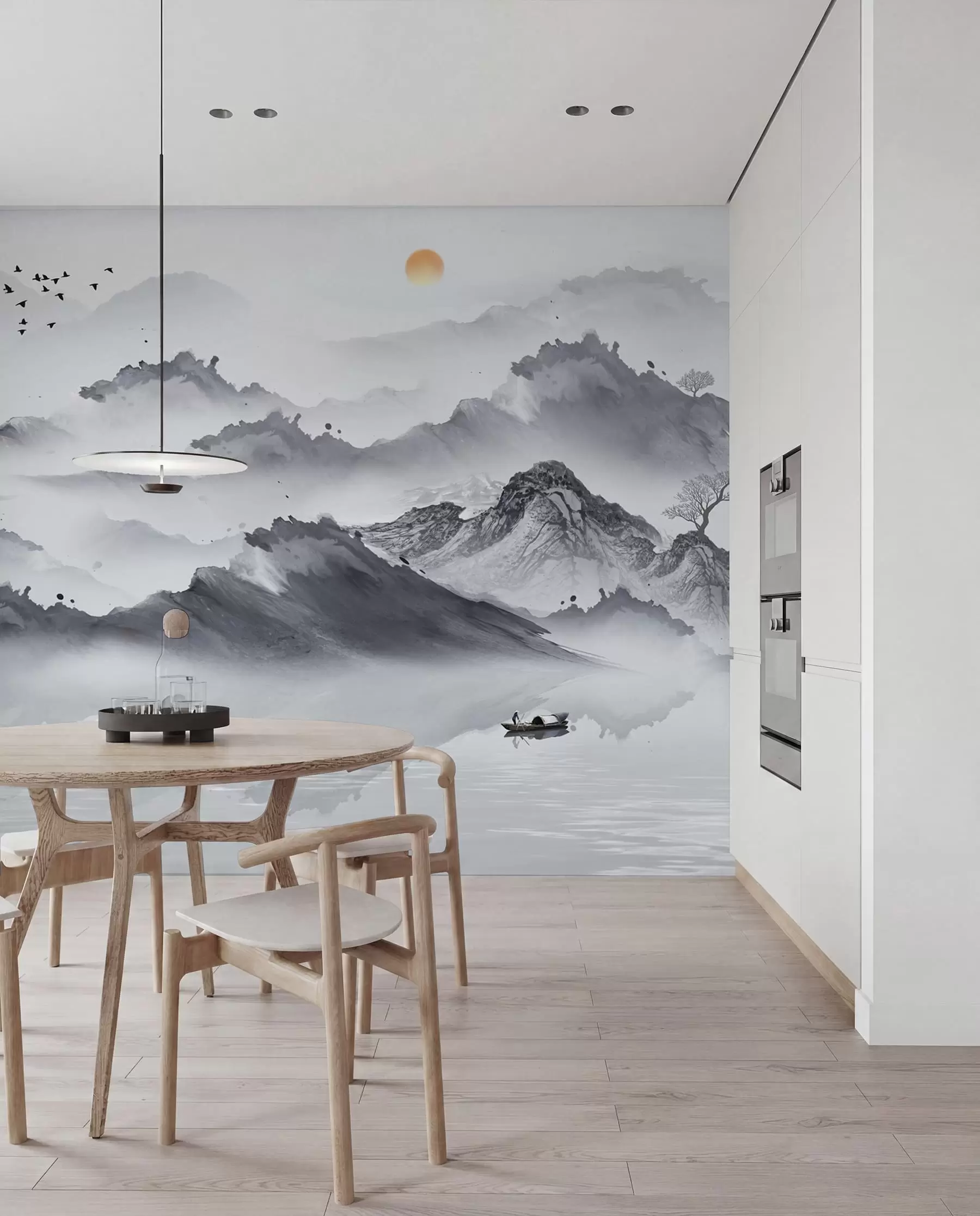 wall murals Планине у јапанском стилу. Цртање мастила u44010