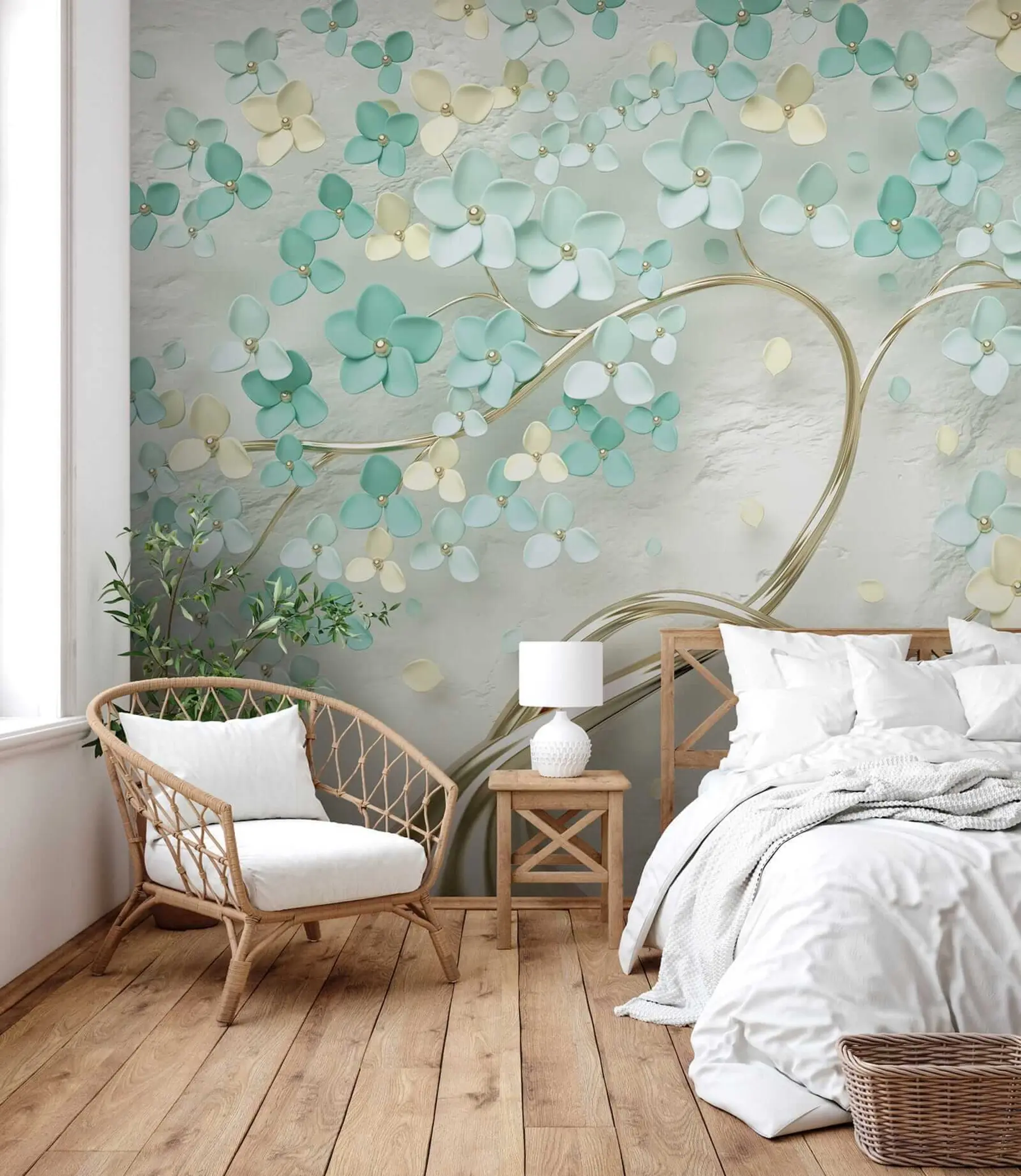 wall murals Дрво са плавим цвећем u52550