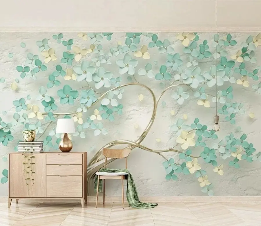 wall murals Дрво са плавим цвећем u52550