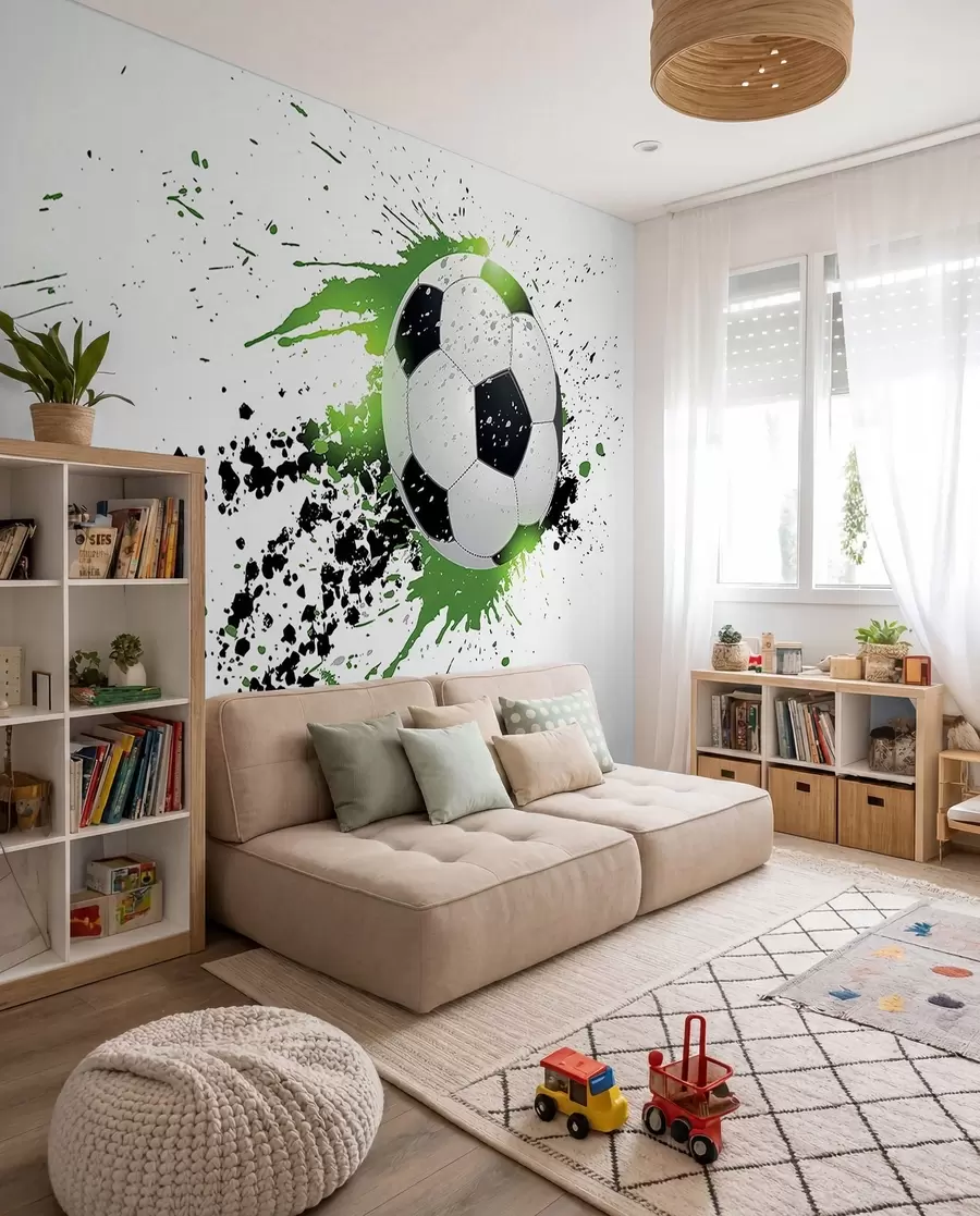 wall murals Fudbal u zelenim tragovima u57431