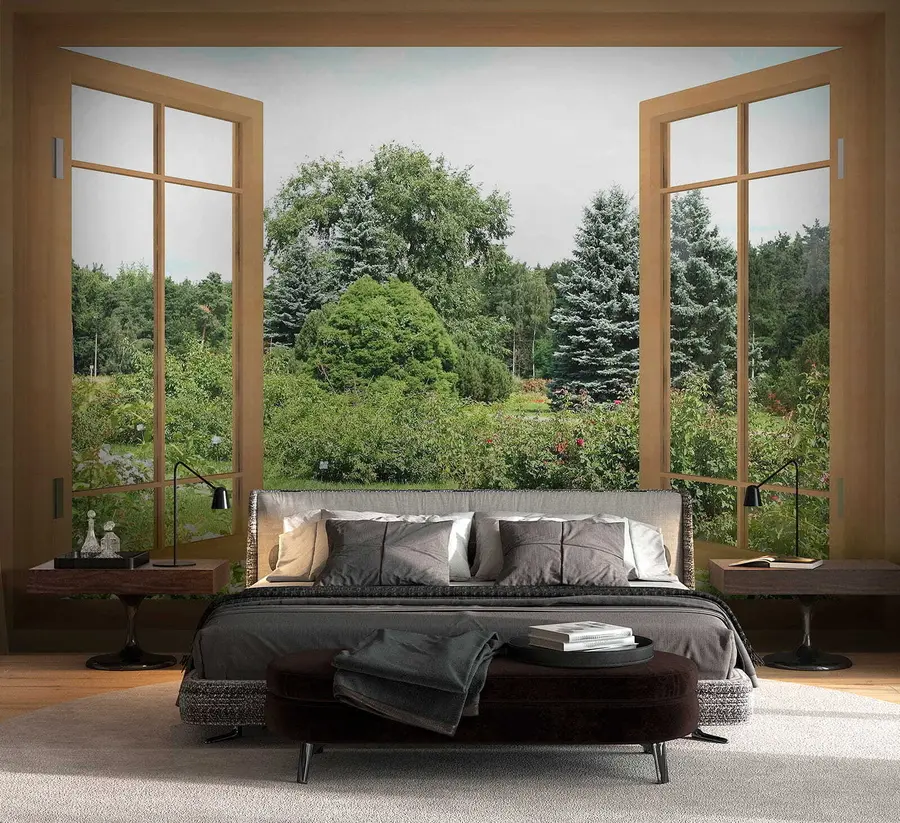 wall murals Поглед са прозора у шуму u60673