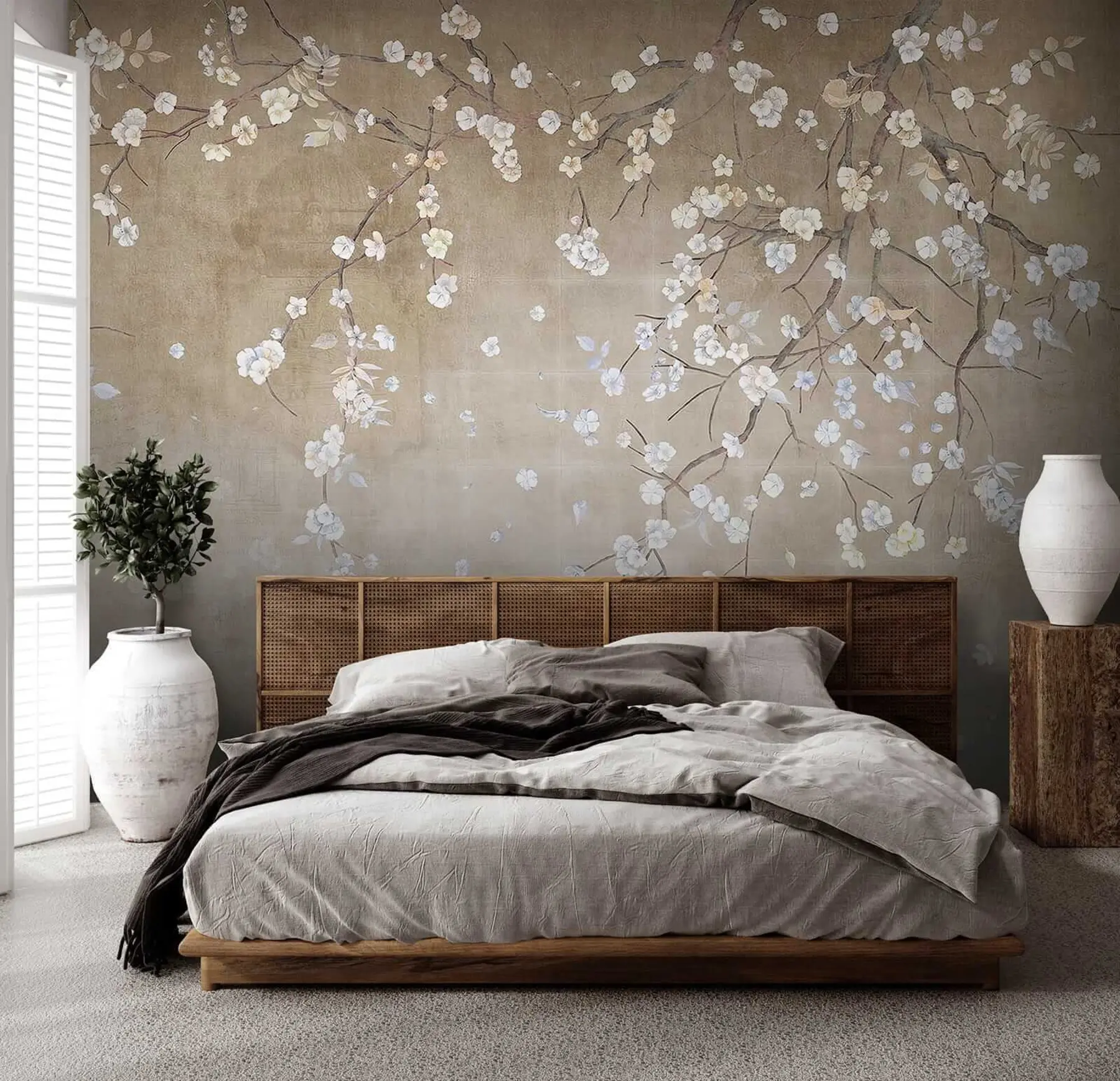 wall murals Дрво цветања на грлом зиду u61369
