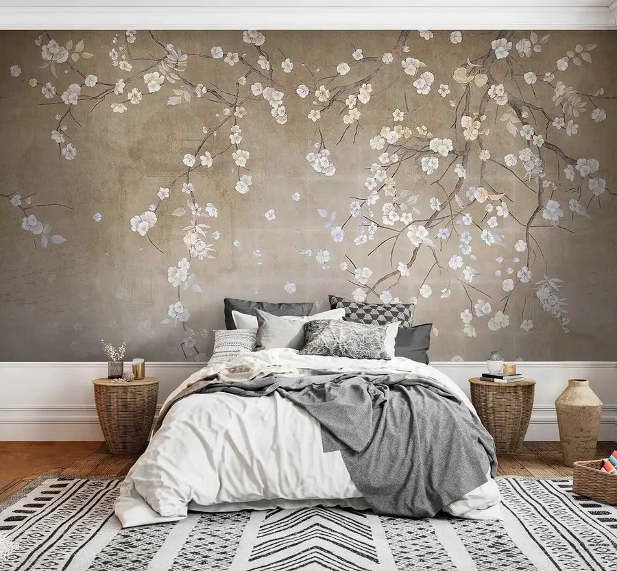 wall murals Дрво цветања на грлом зиду u61369
