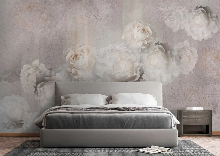 wall murals Винтаге цвеће на сивој позадини u61610