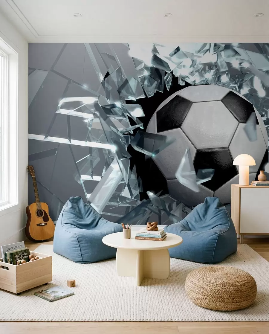 wall murals Fudbalska lopta kroz staklo u64581