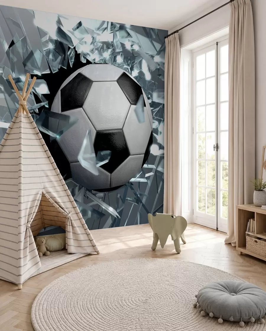 wall murals Fudbalska lopta kroz staklo u64581