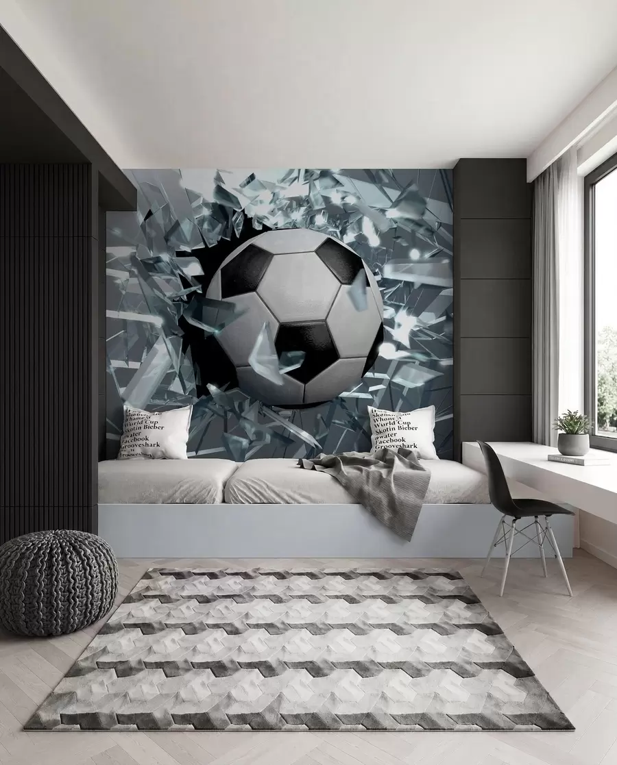 wall murals Fudbalska lopta kroz staklo u64581