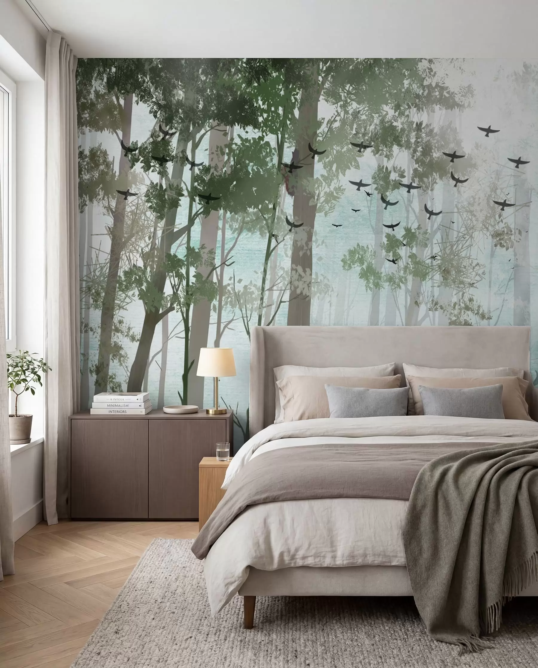 wall murals Jeleni u zelenoj izmaglici u66152