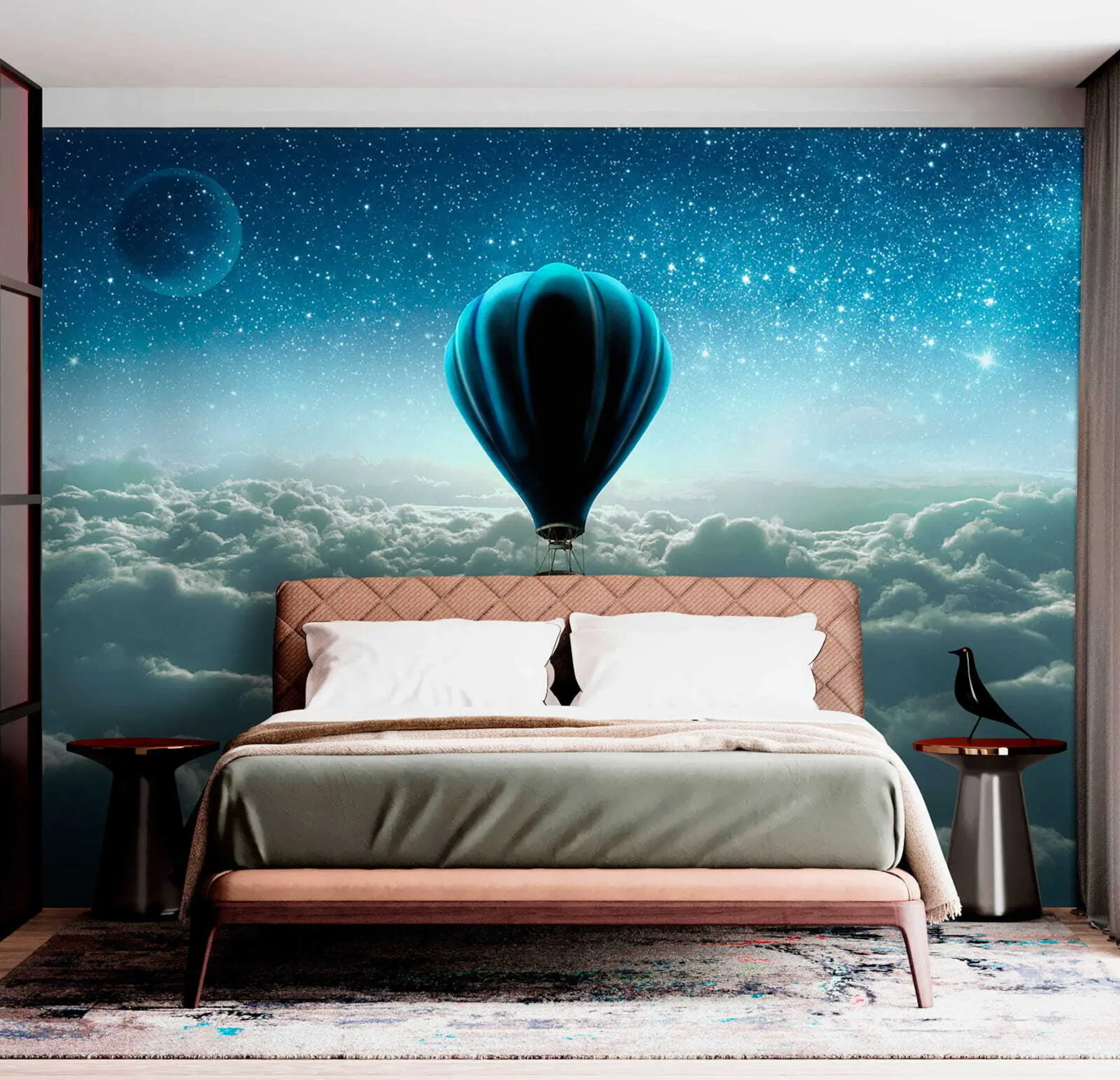 wall murals Балон за топлу ваздуху на позадини ноћног неба u70538