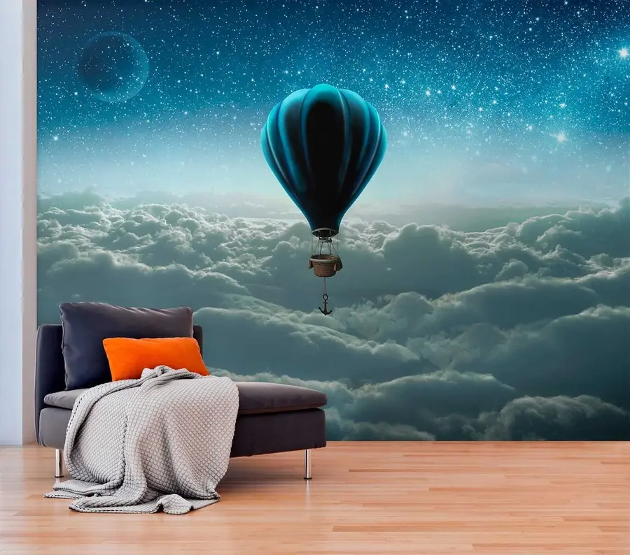 wall murals Балон за топлу ваздуху на позадини ноћног неба u70538