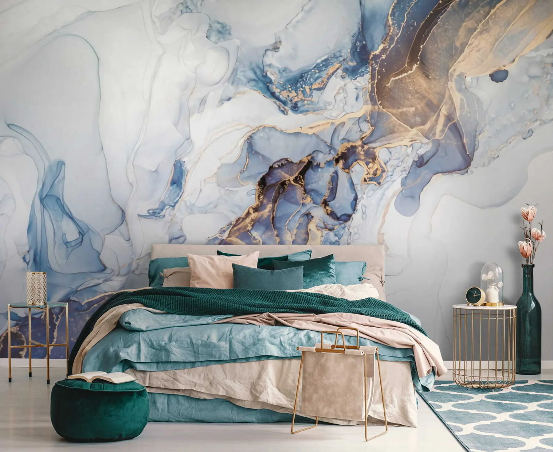 wall murals Бели плави мермер, флуидан u70767