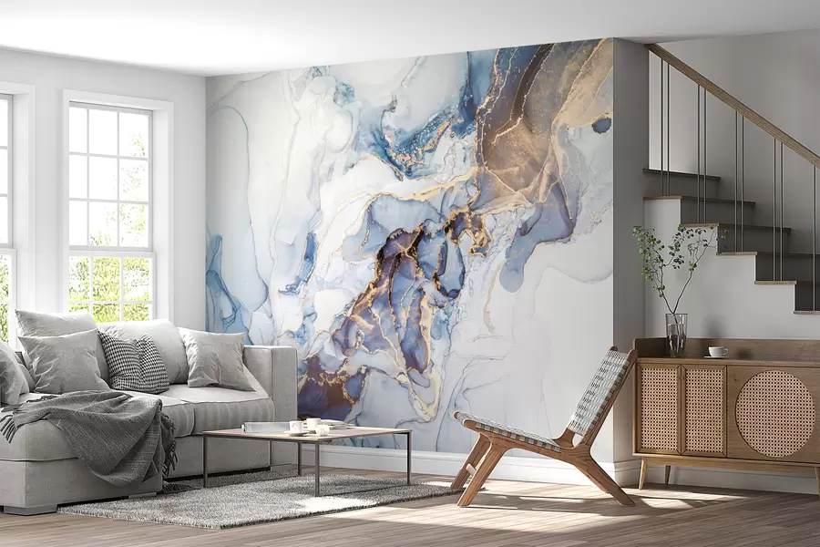 wall murals Бели плави мермер, флуидан u70767