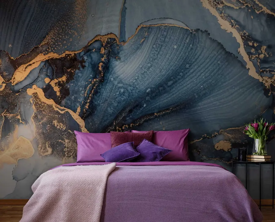 wall murals Плава апстрактна уметност, мермер, флуид u70781