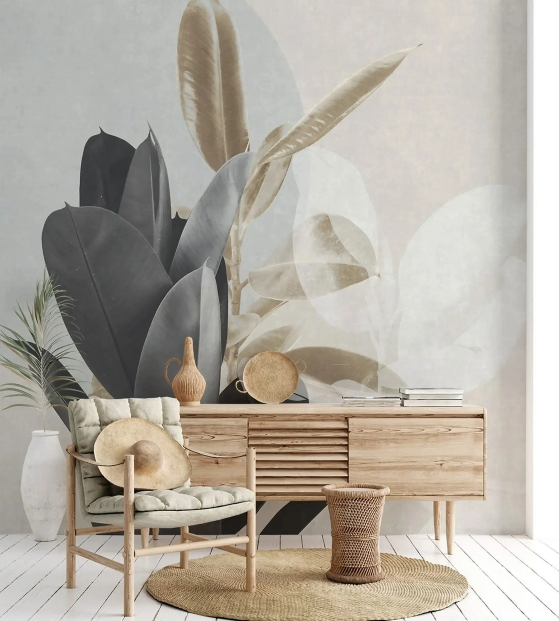 wall murals Фицус на грунге зидне позадине u71334