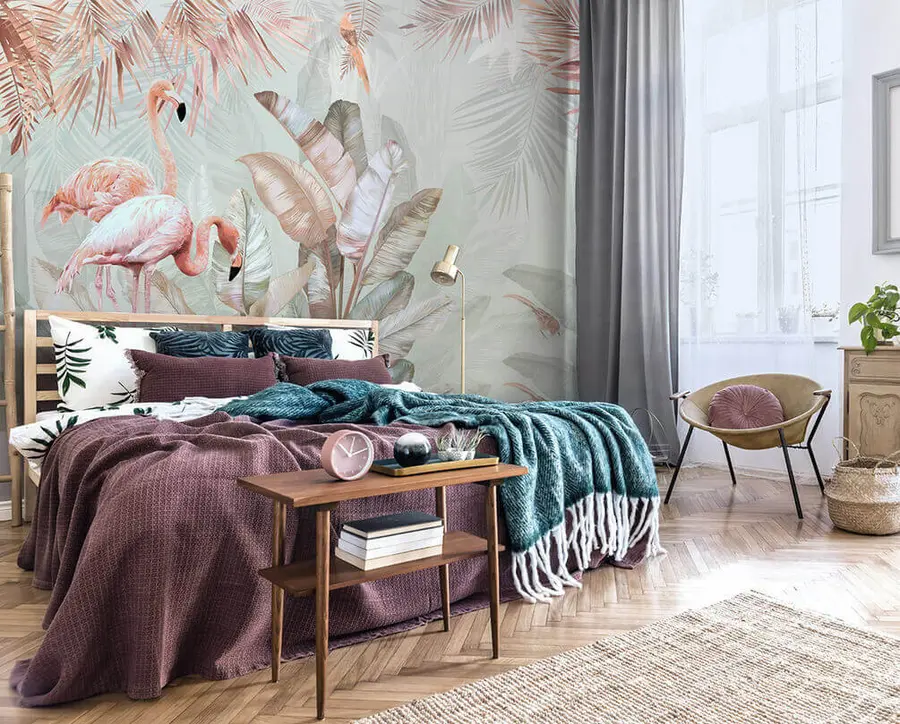 wall murals Фламингос у ружичастом тропима u21344v1