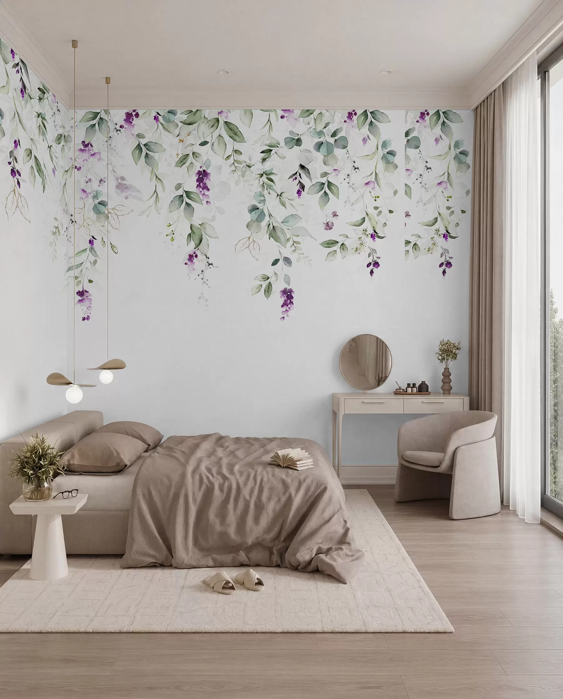 wall murals Viseći ljubičasti cvjetovi u99687