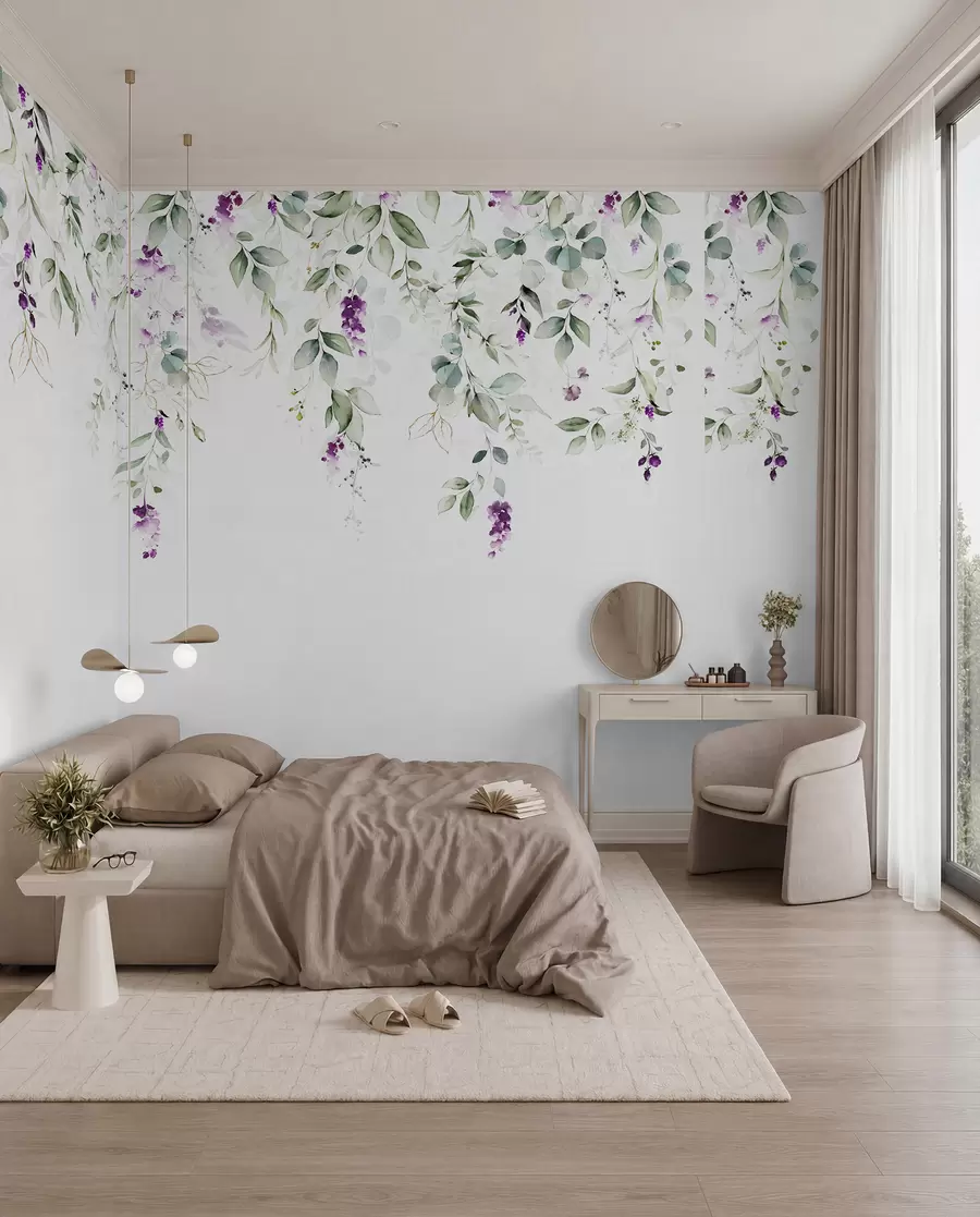 wall murals Viseći ljubičasti cvjetovi u99687