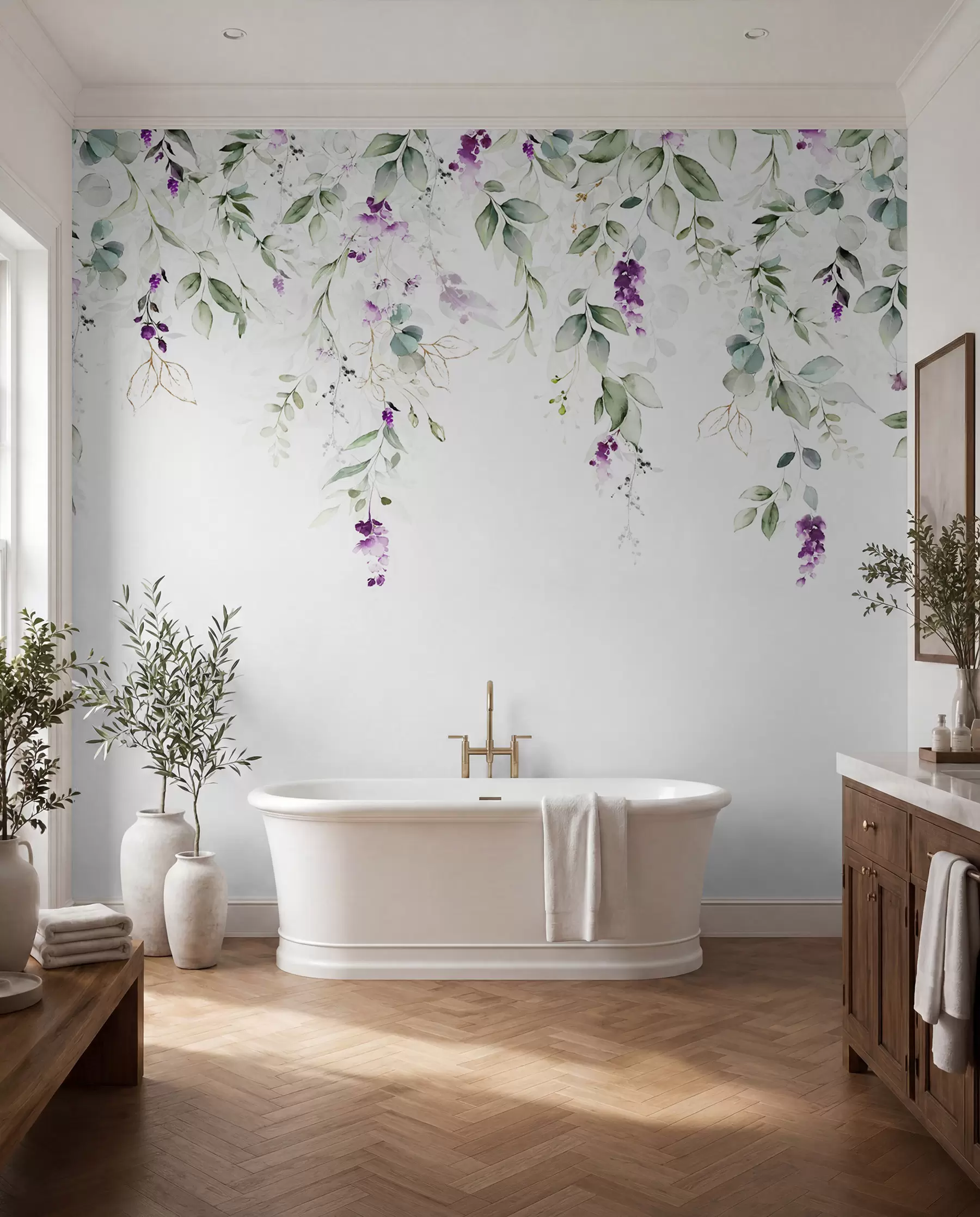 wall murals Viseći ljubičasti cvjetovi u99687